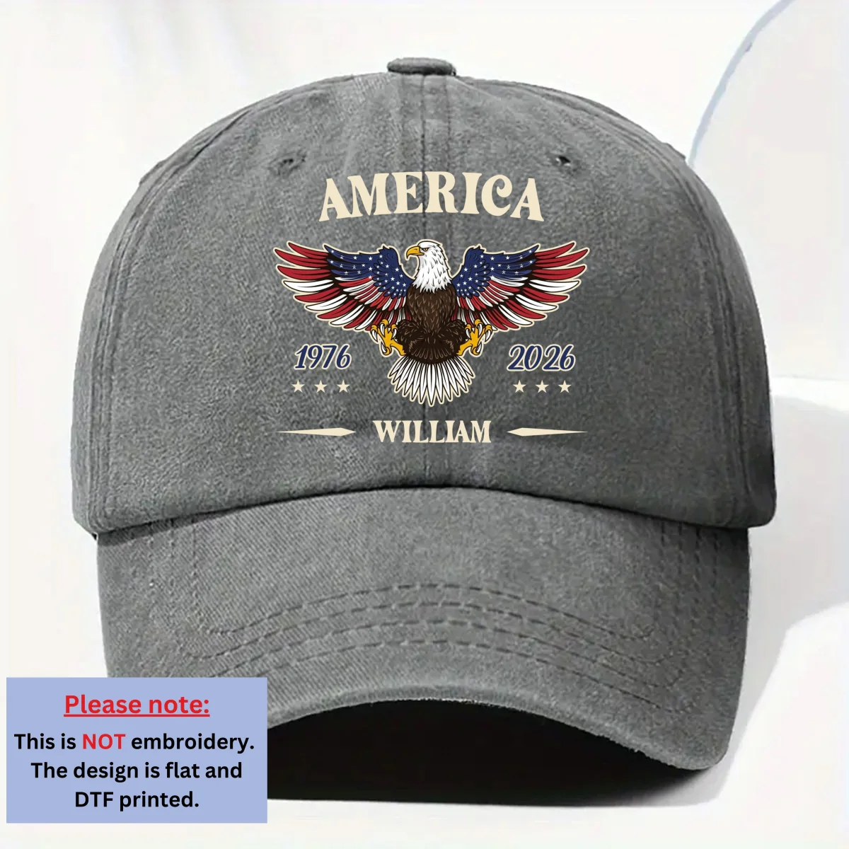 My Country - Personalized Custom Vintage Washed Denim Cap - Image 8
