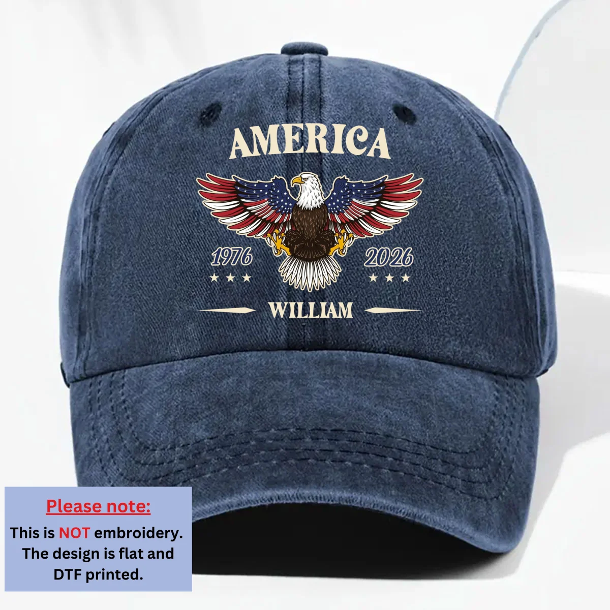 My Country - Personalized Custom Vintage Washed Denim Cap - Image 9