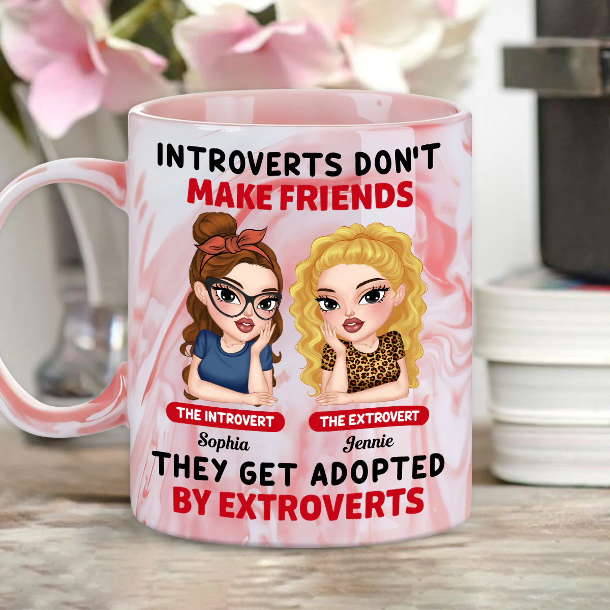 My Crazy One - Personalized Custom Pink Marble Mug - Image 3