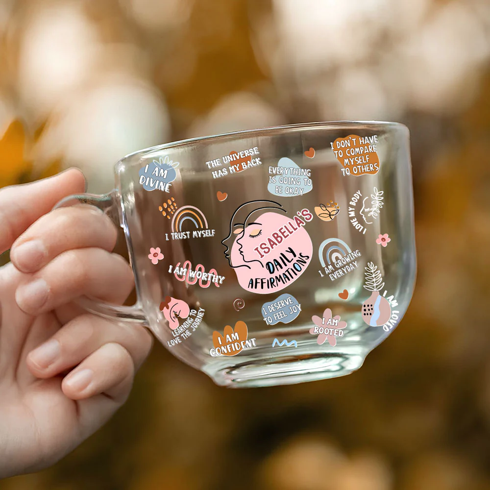 My Daily Affirmations - Personalized Custom Glass Tea Cup - Image 3