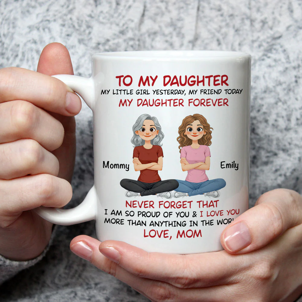 My Daughter Forever Cartoon - Personalized Custom Coffee Mug - Image 3