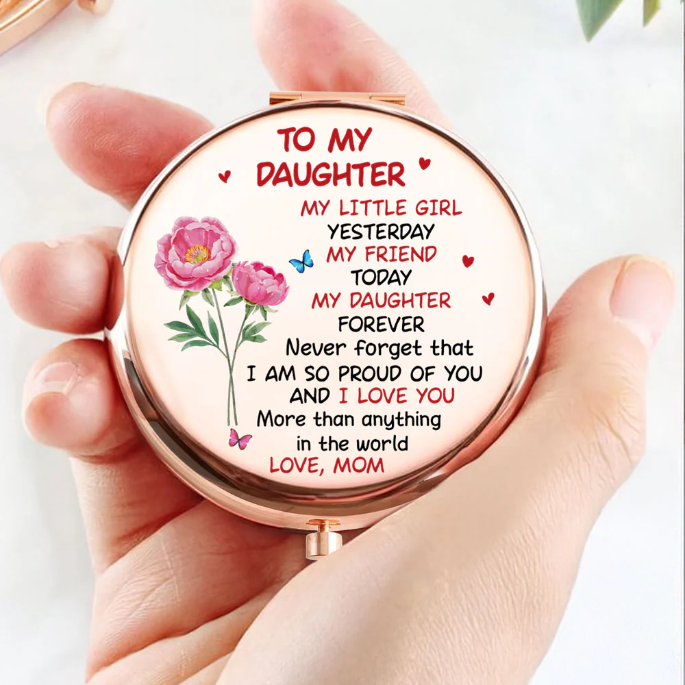 My Daughter Forever - Personalized Custom Compact Mirror - Image 4