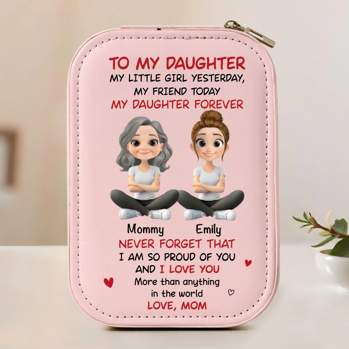 My Daughter Forever - Personalized Custom Jewelry Box With LED Mirror - Image 8