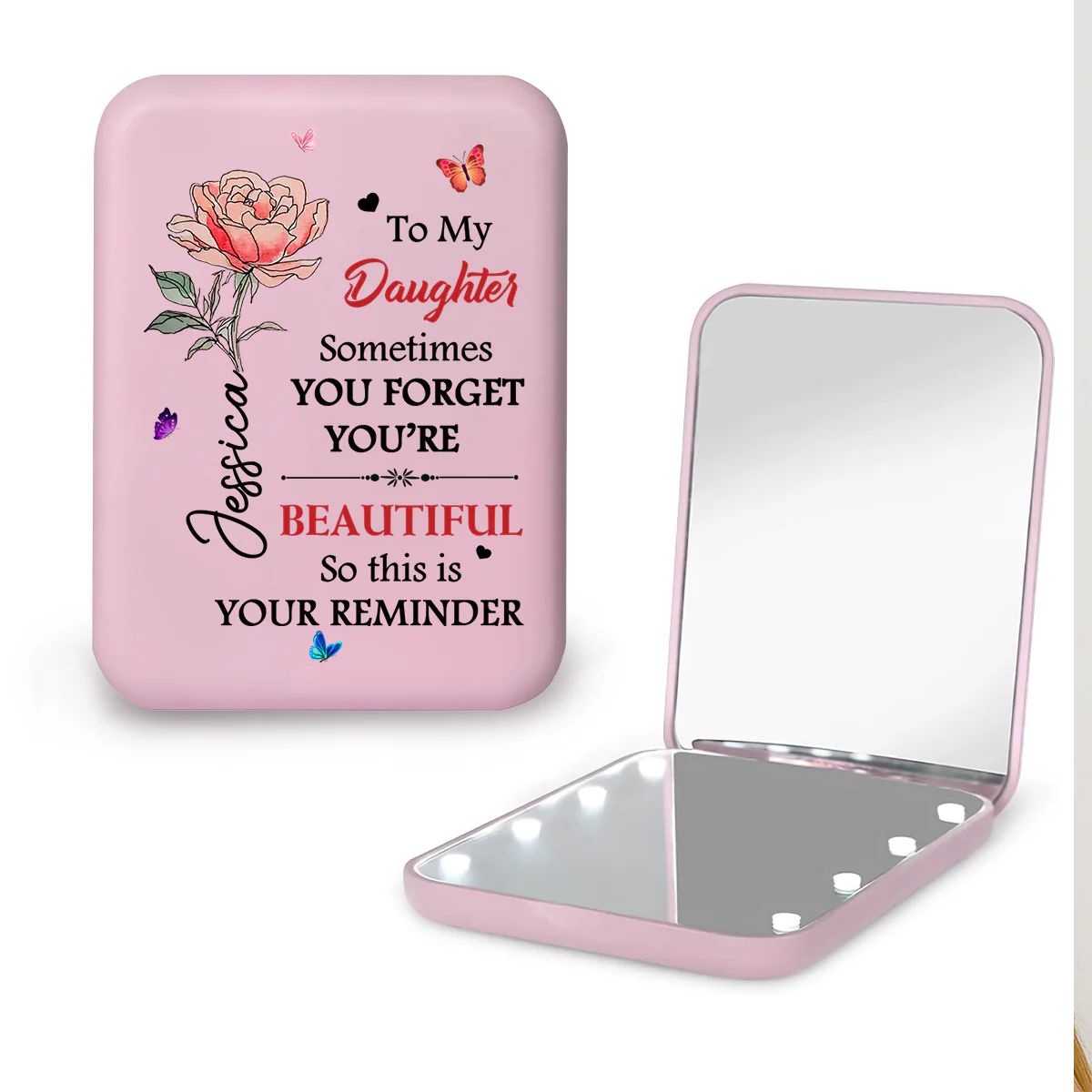 My Daughter Forever - Personalized Custom LED Pocket Mirror