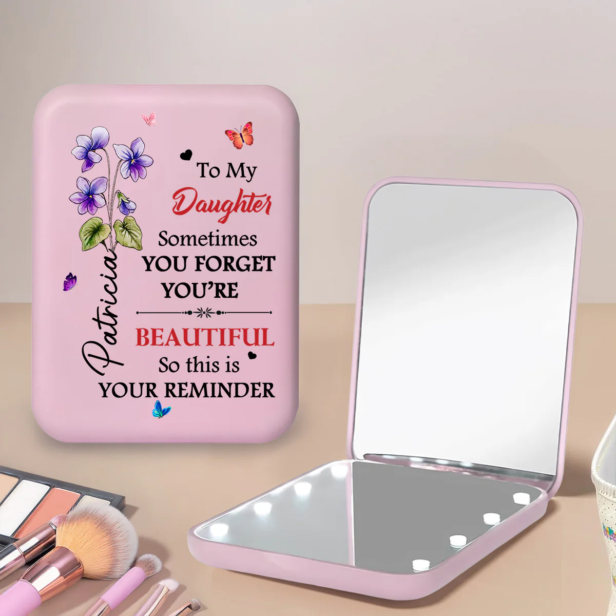 My Daughter Forever - Personalized Custom LED Pocket Mirror - Image 5