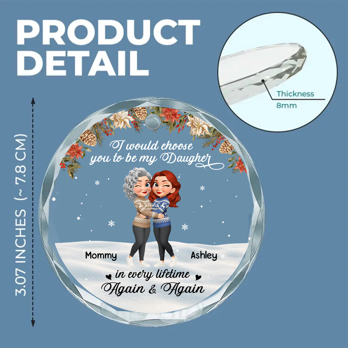 My Daughter My Eternal Gift - Personalized Custom Glass Ornament - Image 5