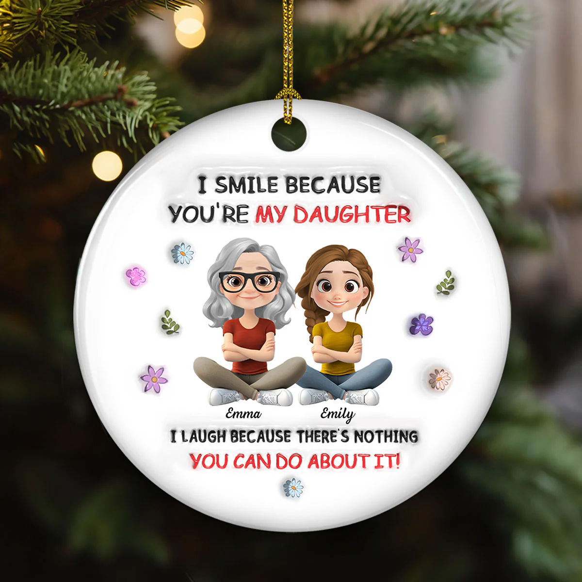 My Daughter - Personalized Custom 3D Inflated Effect Ceramic Ornament - Image 2