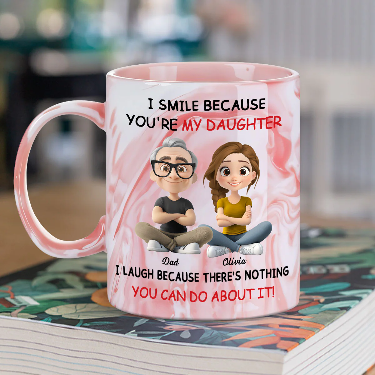 My Daughter - Personalized Custom Pink Marble Mug - Image 2