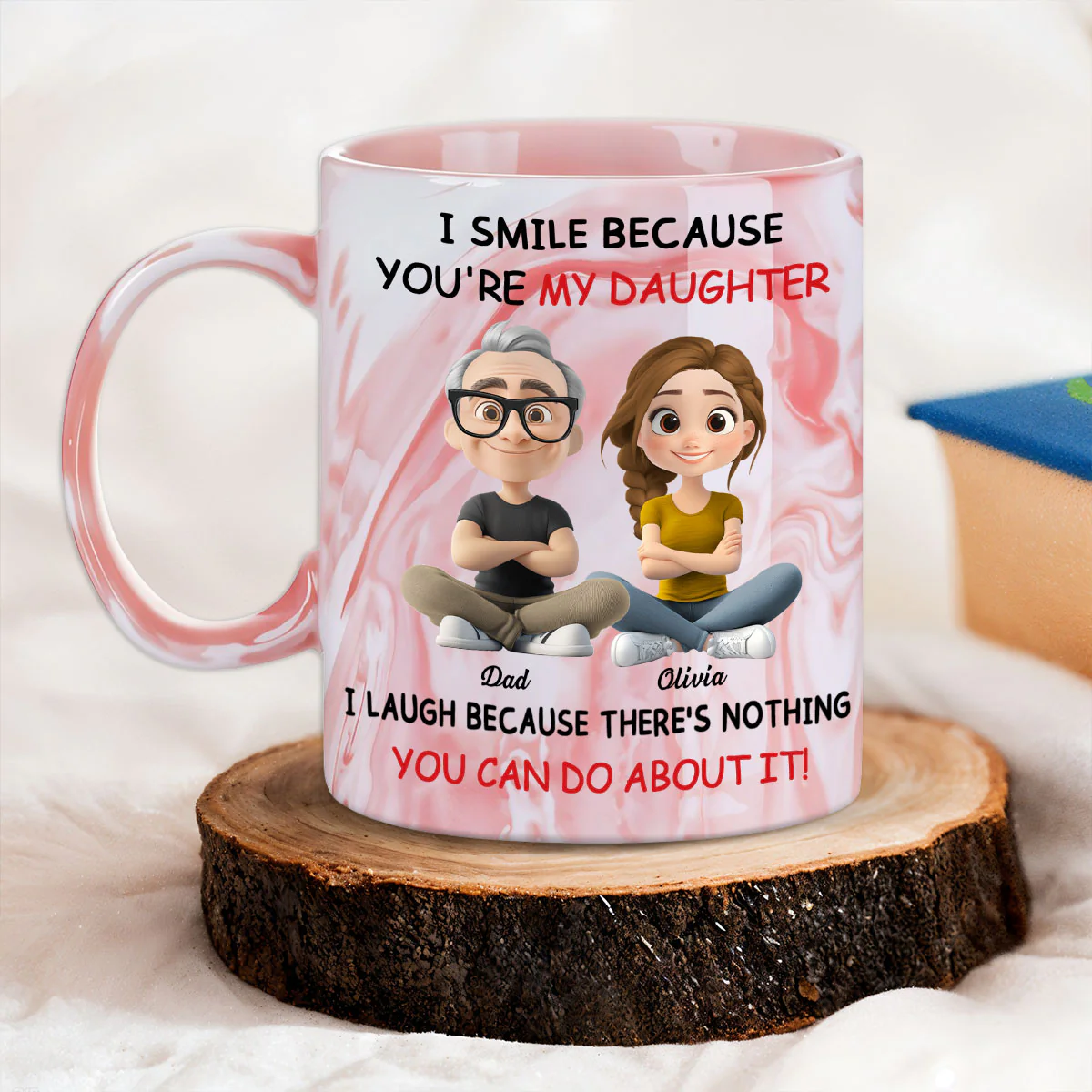 My Daughter - Personalized Custom Pink Marble Mug - Image 3