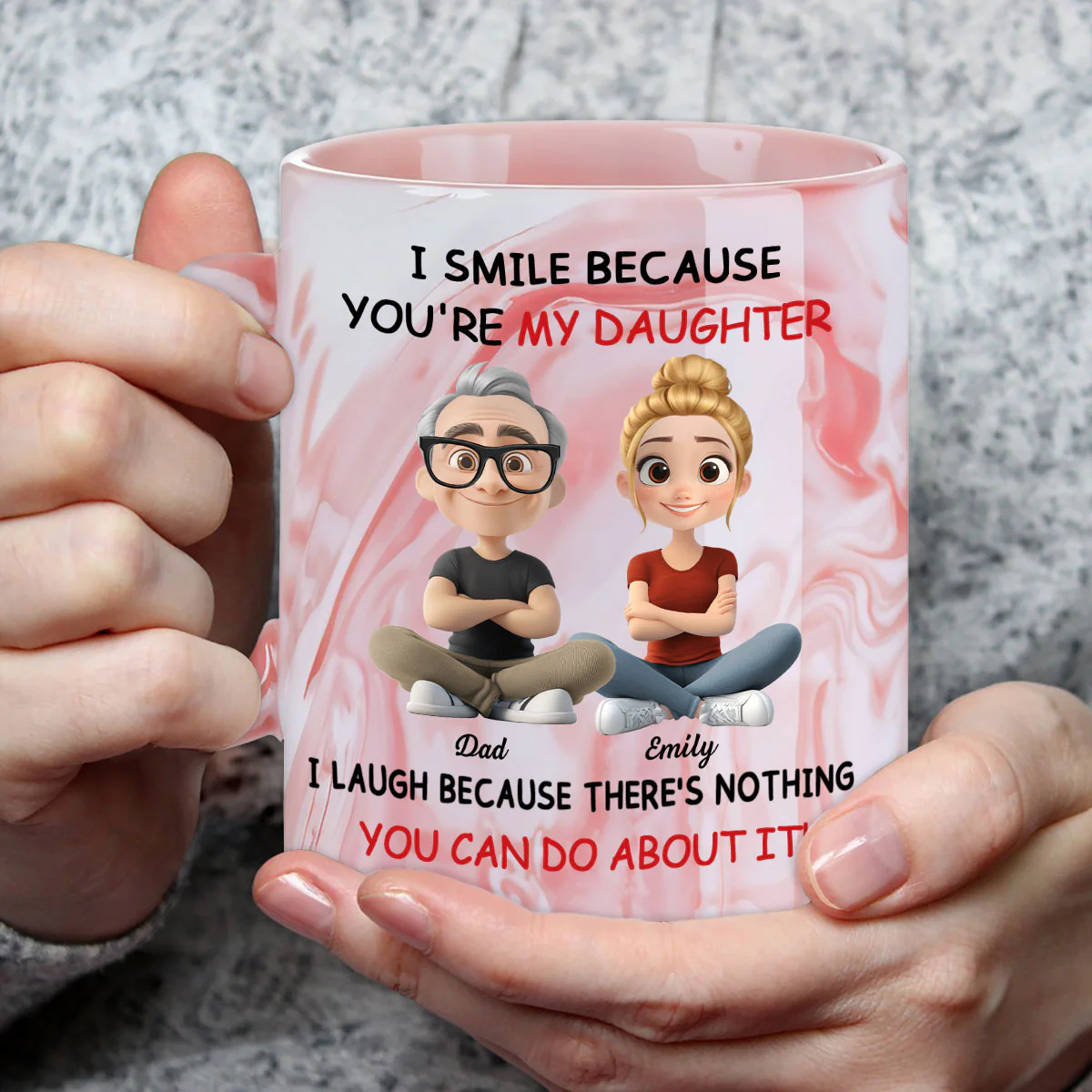My Daughter - Personalized Custom Pink Marble Mug - Image 4