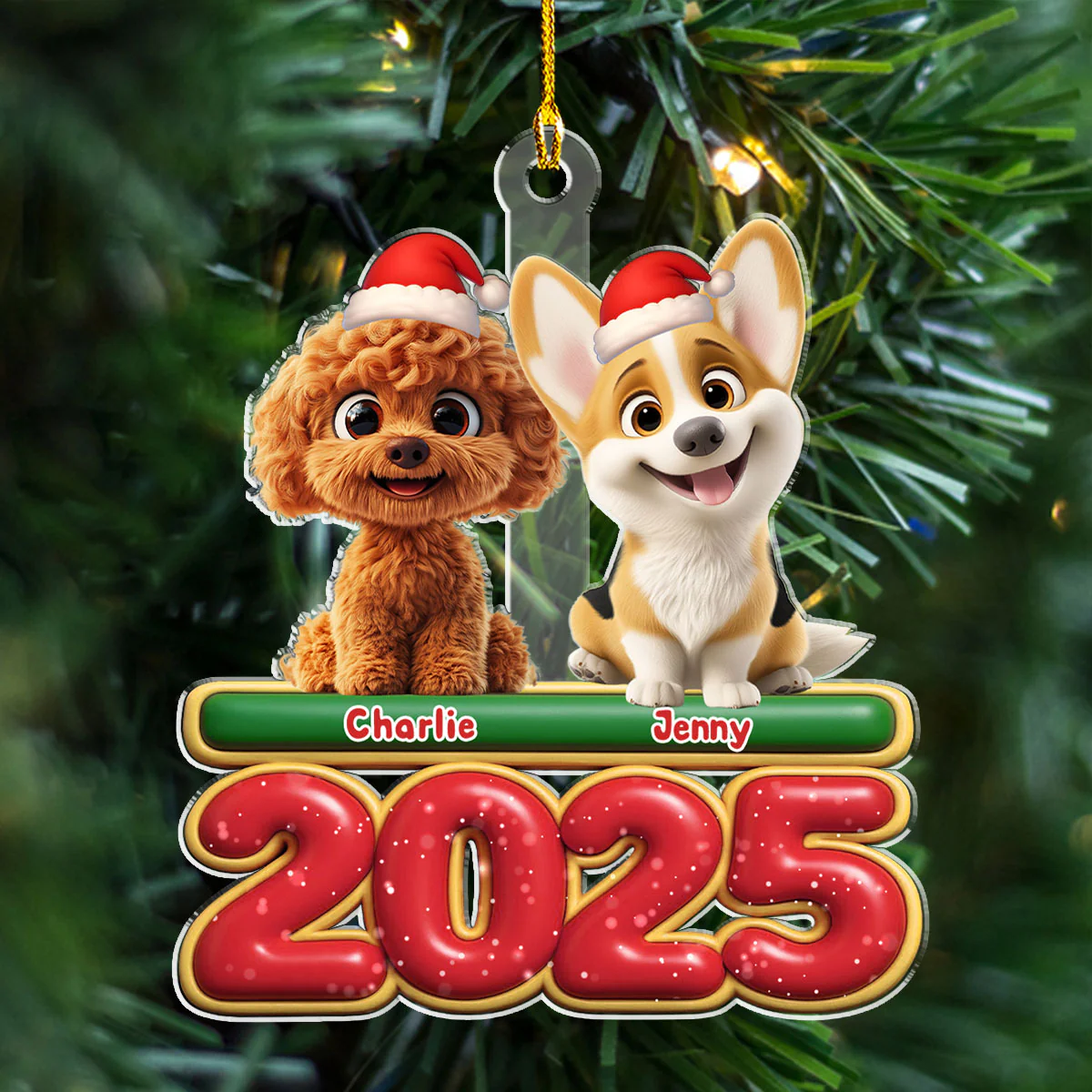 My Dog Is Here - Personalized Custom Acrylic Ornament - Image 3