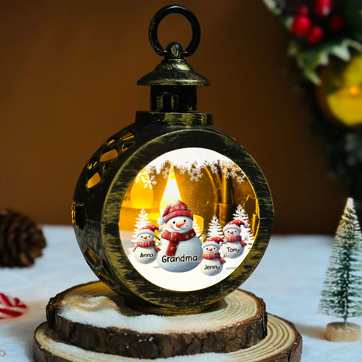 My Fav People Call Me Grandma - Personalized Custom Christmas Lantern - Image 3