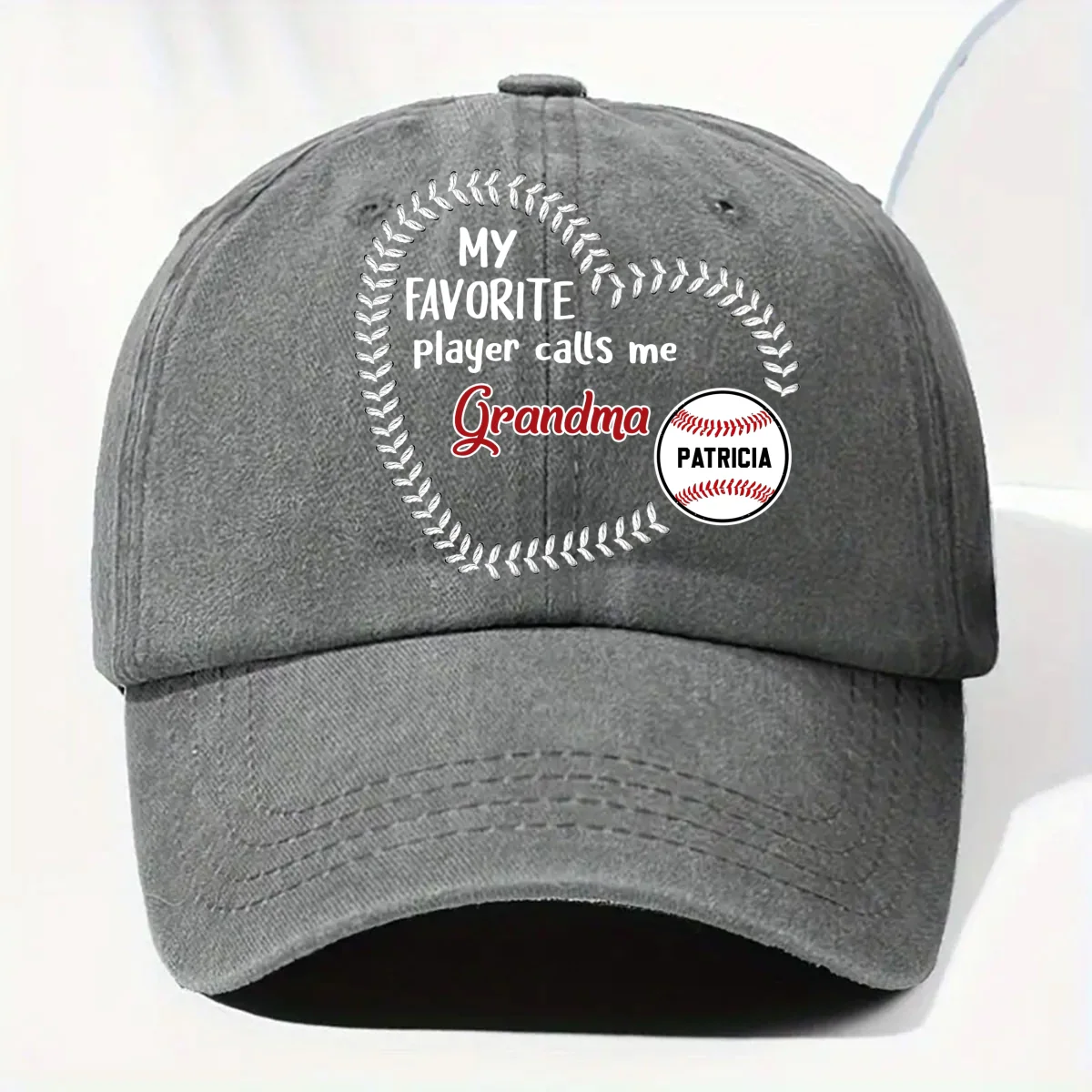 My Fav Players Call Me Grandma - Personalized Custom Vintage Washed Denim Cap - Image 10