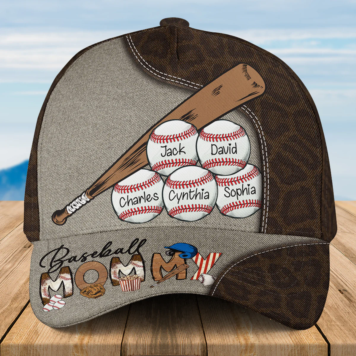 My Favorite Baseball Players Call Me Mom - Personalized Custom Classic Cap - Image 5