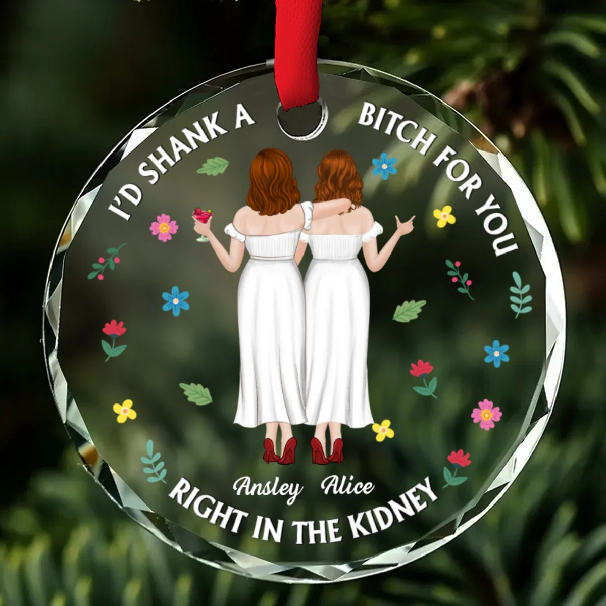 My Favorite Besties - Personalized Custom Glass Ornament - Image 6