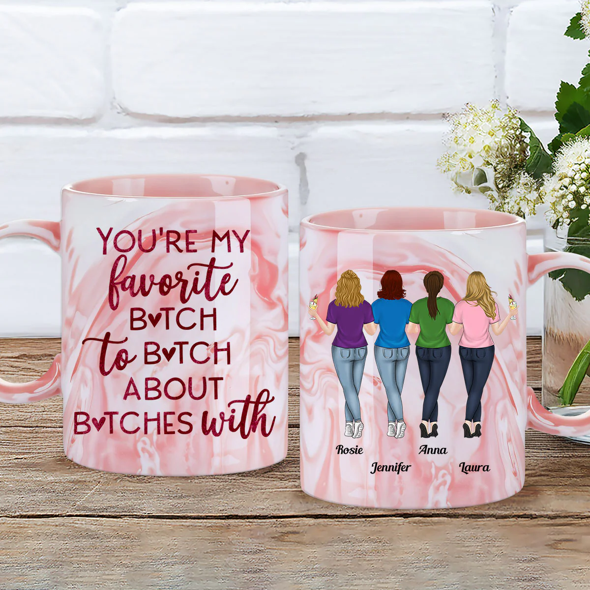My Favorite Bitch - Personalized Custom Pink Marble Mug - Image 4