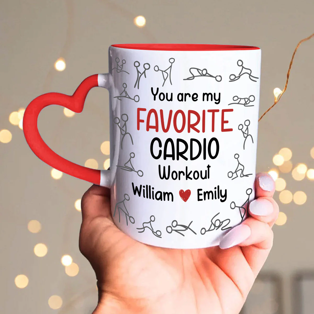 My Favorite Cardio - Personalized Custom Heart Handle Mug - Image 3