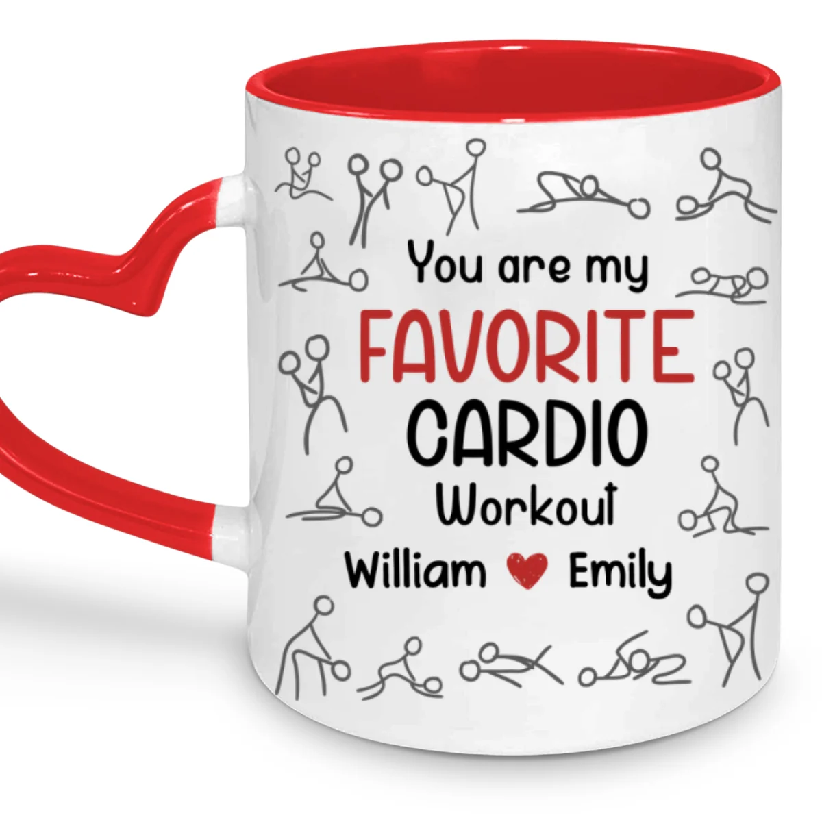 My Favorite Cardio - Personalized Custom Heart Handle Mug - Image 5