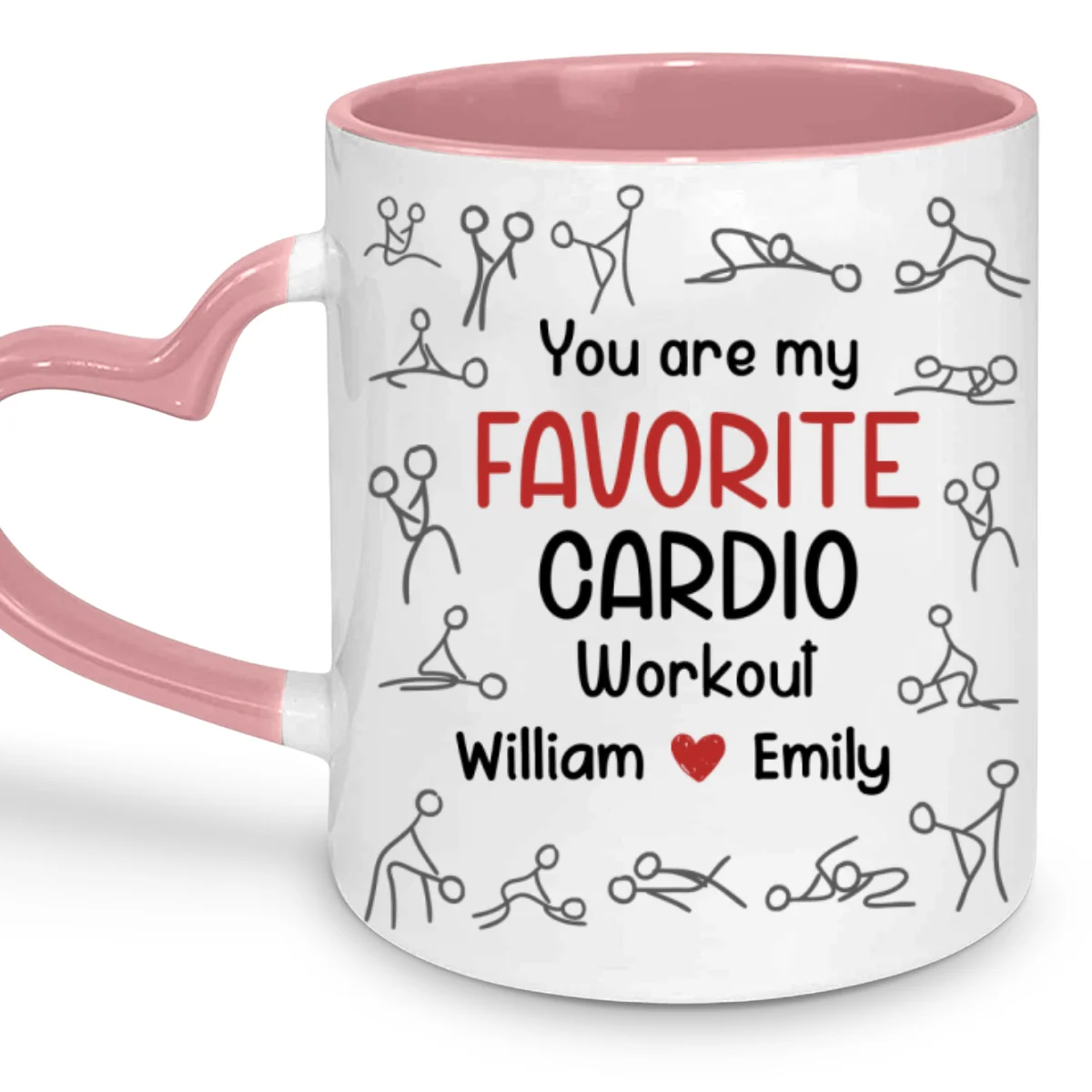 My Favorite Cardio - Personalized Custom Heart Handle Mug - Image 6