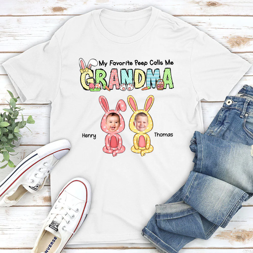 My Favorite Peeps Call Me Grandma - Personalized Custom Unisex T-shirt - Image 2