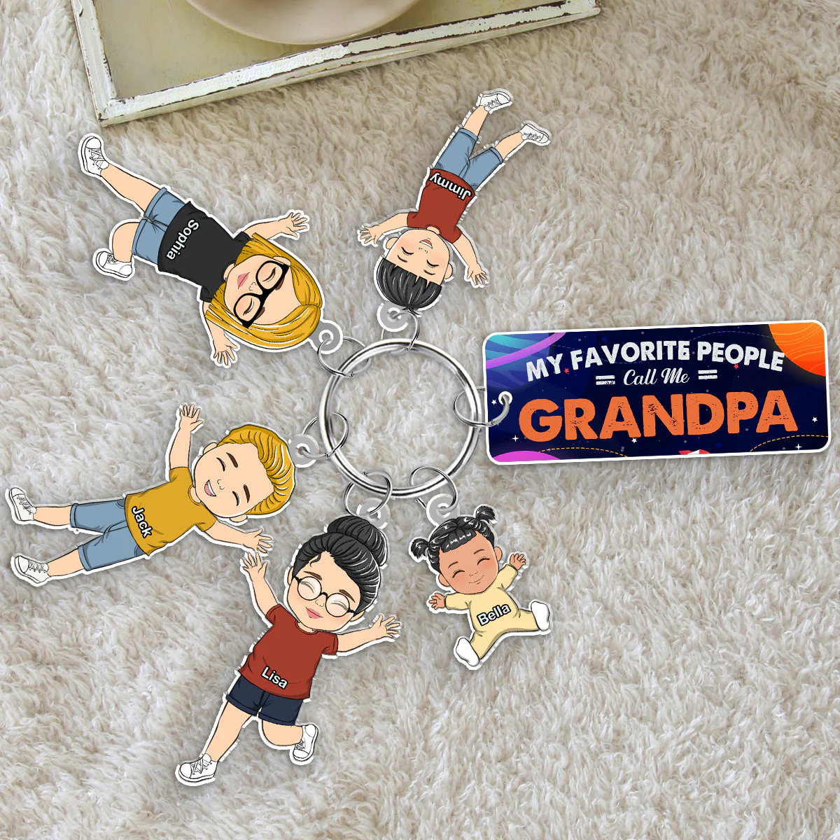 My Favorite People Call Me Daddy - Personalized Acrylic Tag Keychain - Image 3