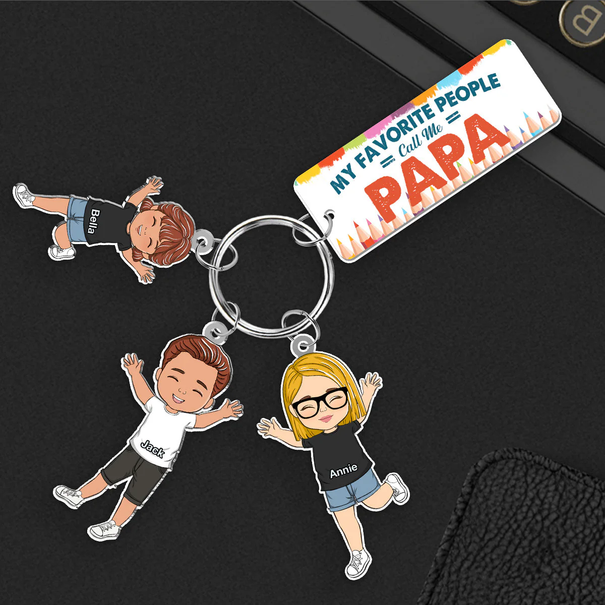 My Favorite People Call Me Daddy - Personalized Acrylic Tag Keychain - Image 4