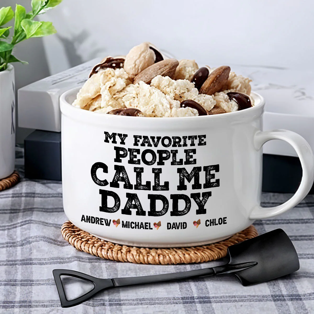 My Favorite People Call Me Daddy - Personalized Custom Ceramic Bowl - Image 2