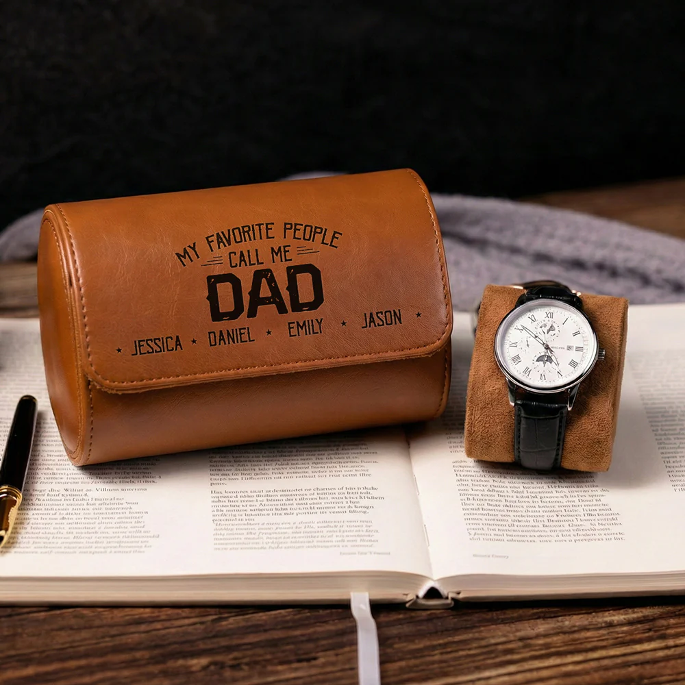 My Favorite People Call Me Daddy - Personalized Custom Leather Watch Case - Image 3