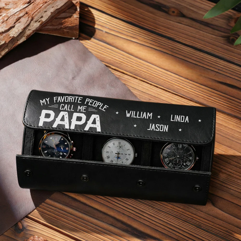 My Favorite People Call Me Daddy - Personalized Custom Leather Watch Case - Image 4