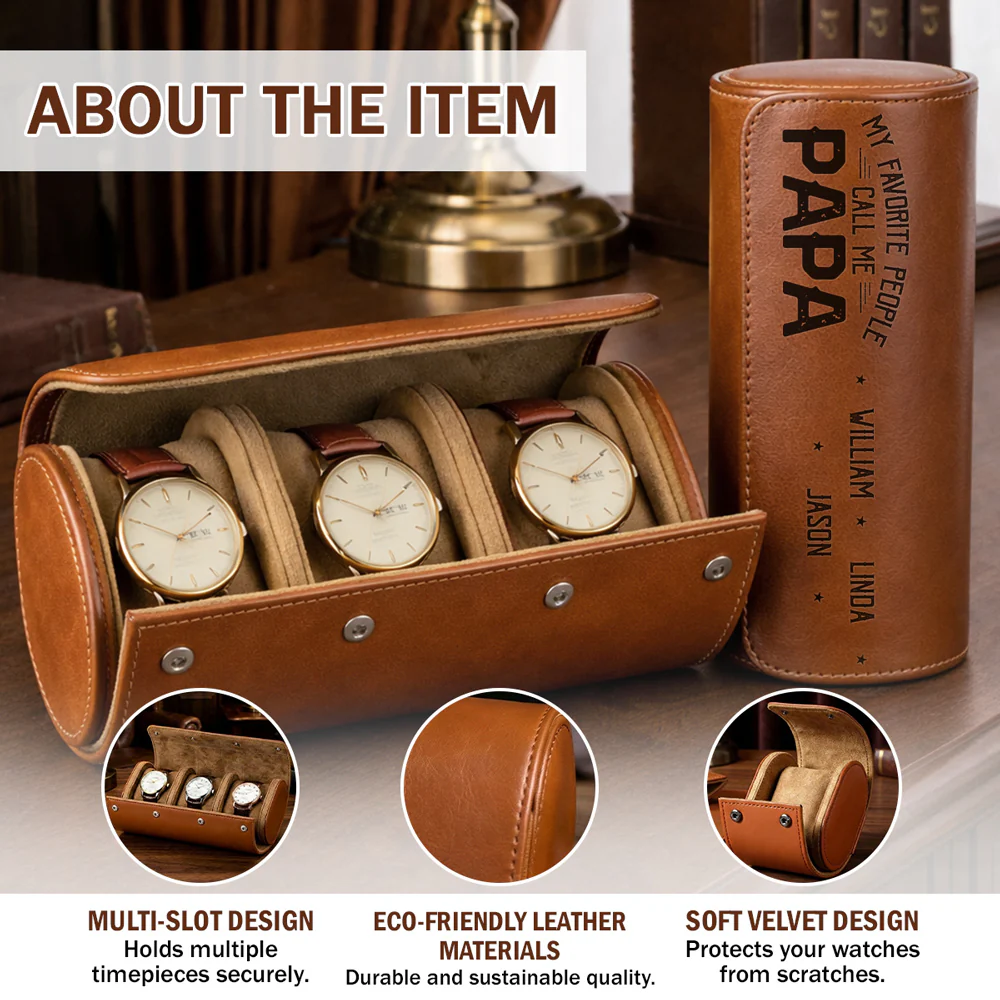 My Favorite People Call Me Daddy - Personalized Custom Leather Watch Case - Image 7