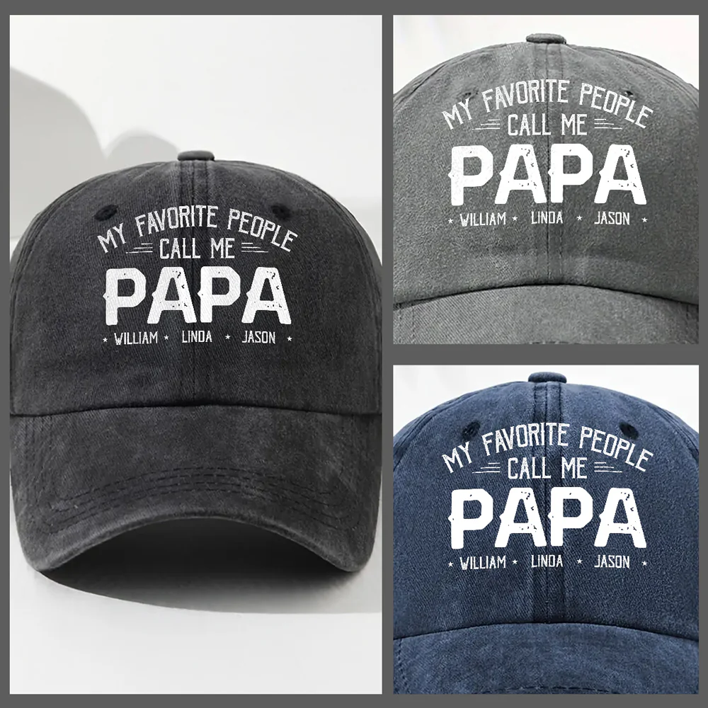 My Favorite People Call Me Daddy - Personalized Custom Vintage Washed Denim Cap - Image 3