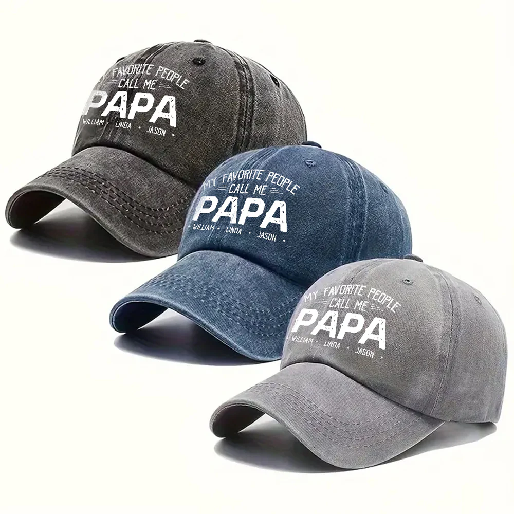 My Favorite People Call Me Daddy - Personalized Custom Vintage Washed Denim Cap - Image 4