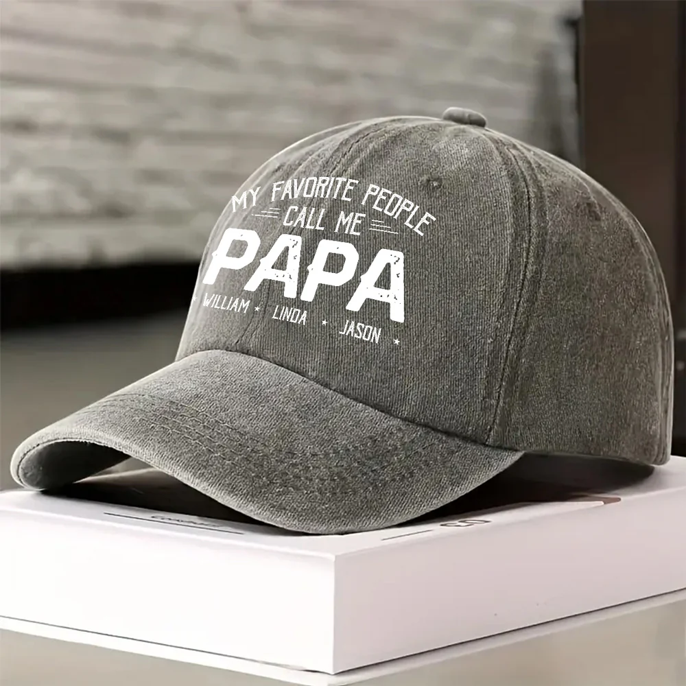 My Favorite People Call Me Daddy - Personalized Custom Vintage Washed Denim Cap - Image 5