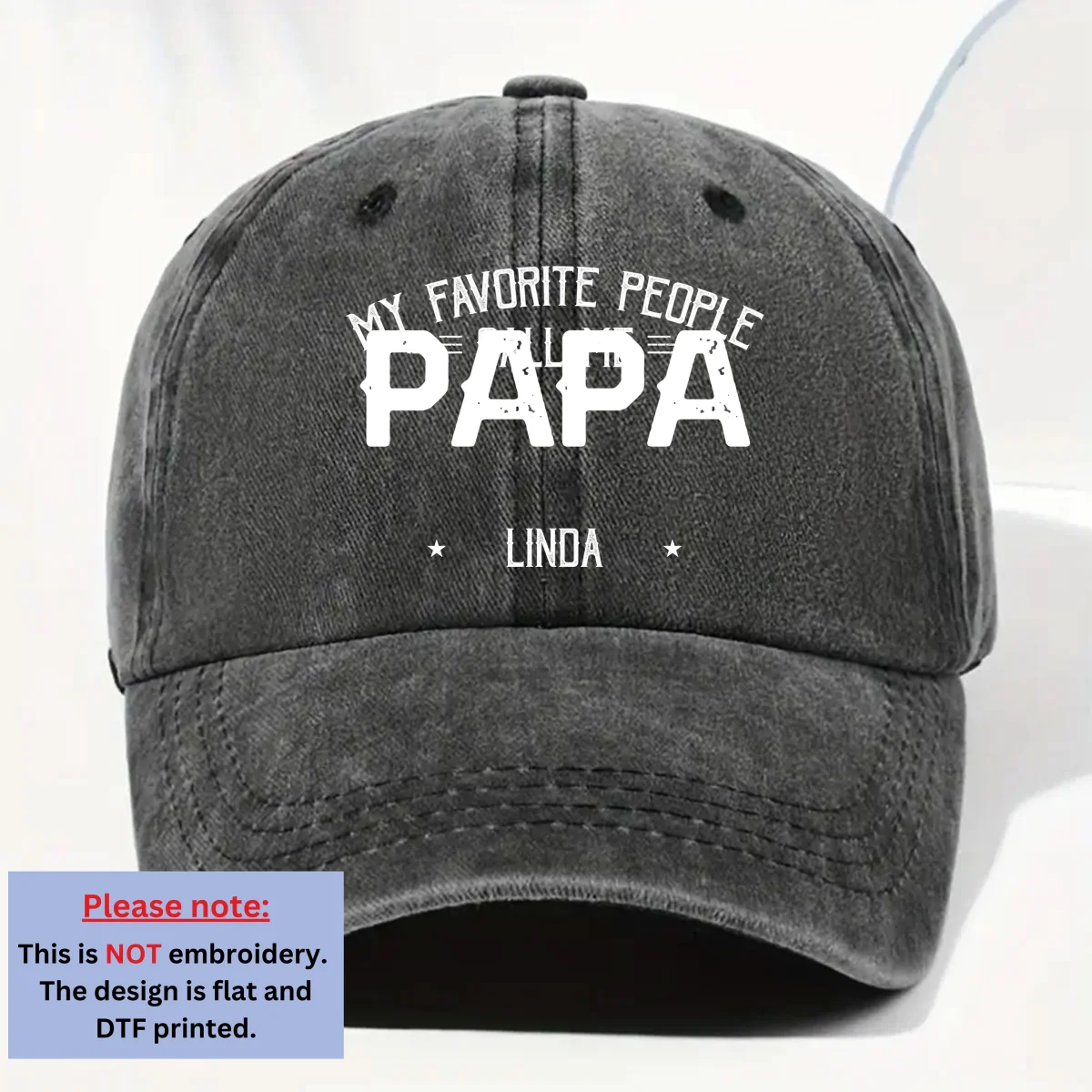 My Favorite People Call Me Daddy - Personalized Custom Vintage Washed Denim Cap - Image 7