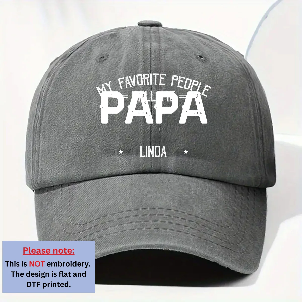 My Favorite People Call Me Daddy - Personalized Custom Vintage Washed Denim Cap - Image 8
