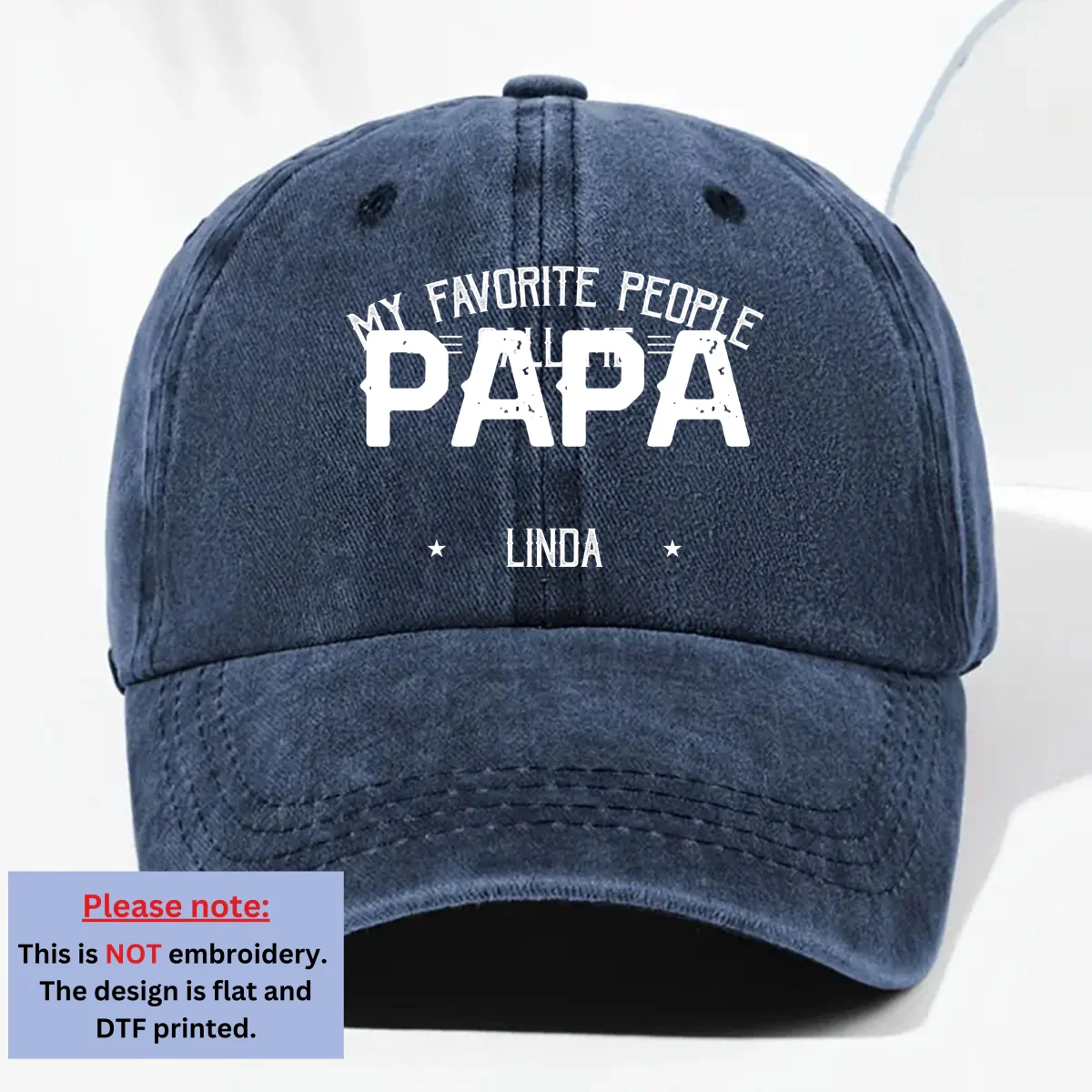 My Favorite People Call Me Daddy - Personalized Custom Vintage Washed Denim Cap - Image 9