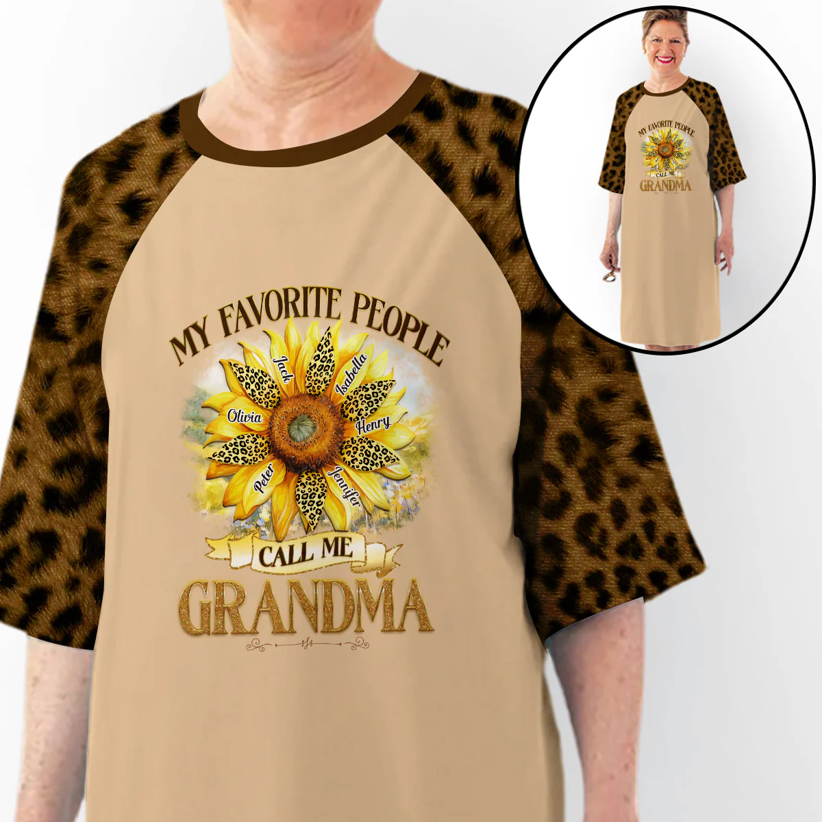 My Favorite People Call Me Grandma - Personalized 3/4 Sleeve Dress - Image 2