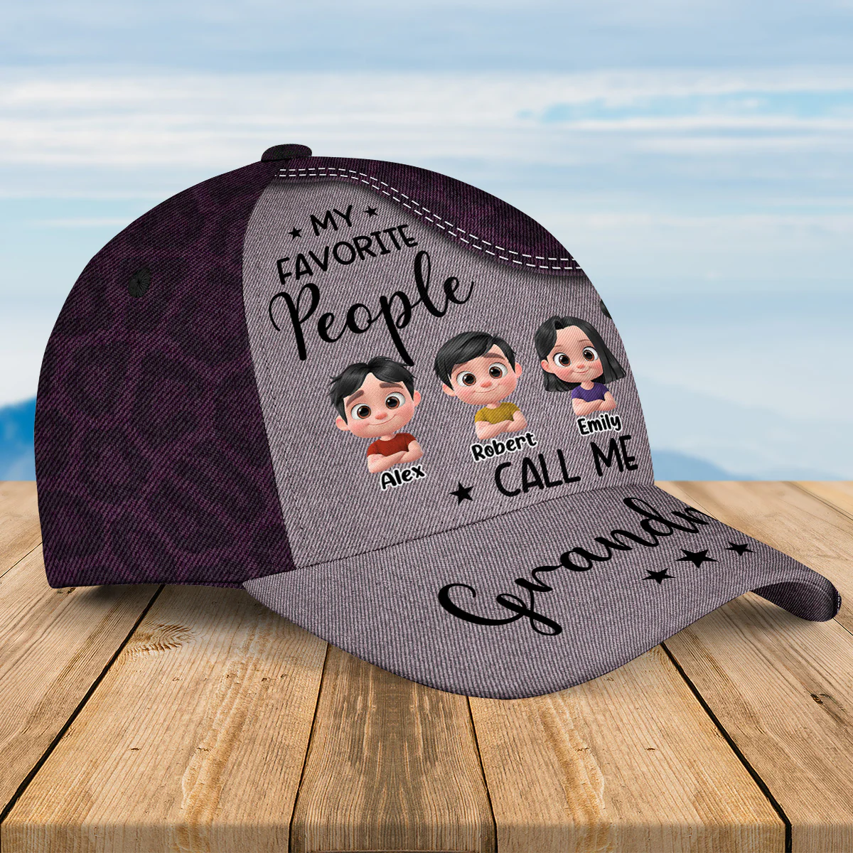 My Favorite People Call Me Grandma - Personalized Custom Classic Cap - Image 5