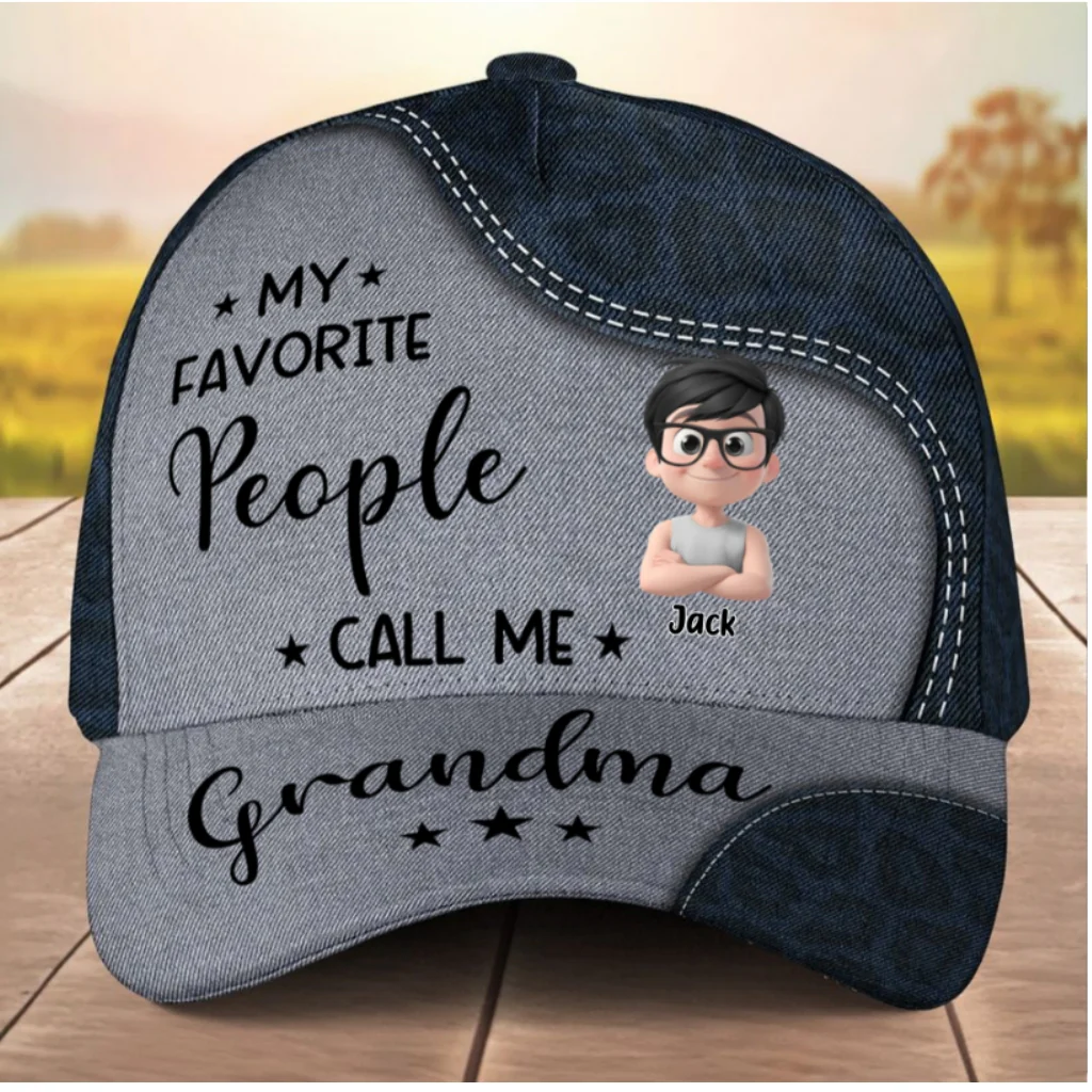 My Favorite People Call Me Grandma - Personalized Custom Classic Cap - Image 7