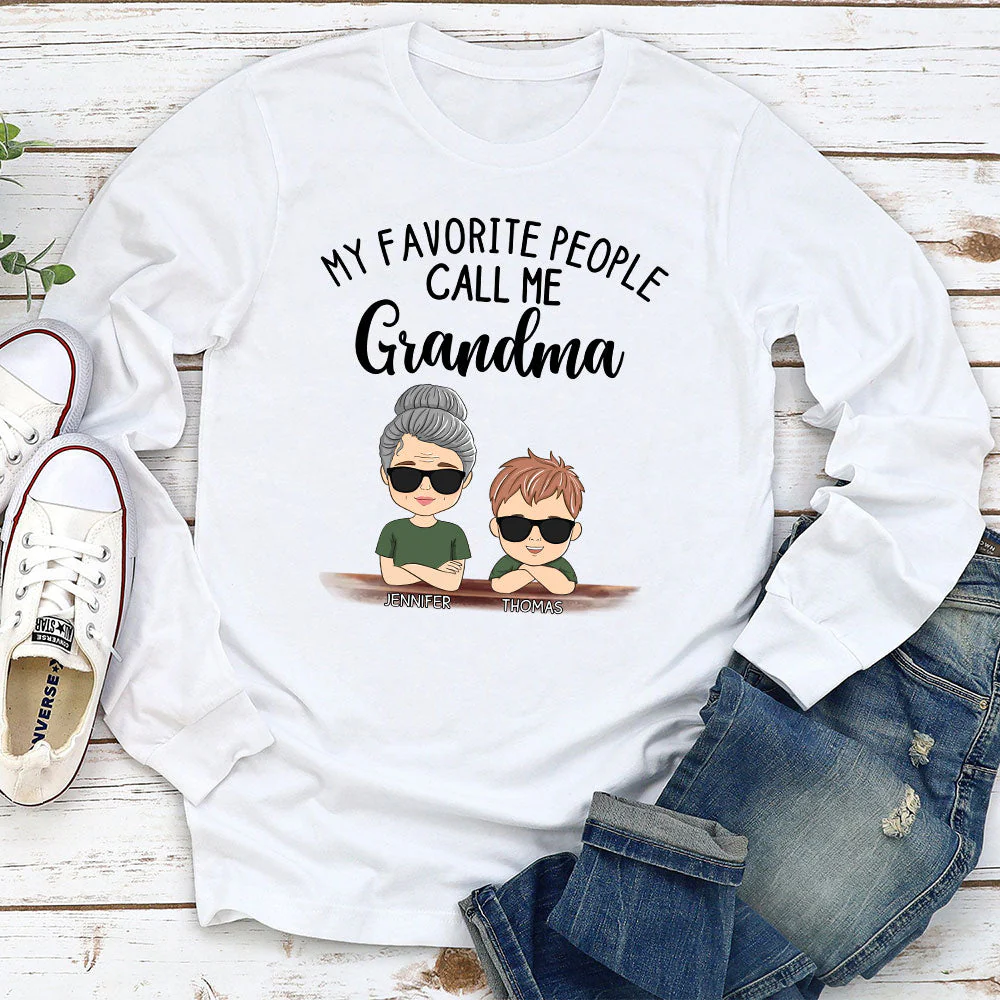 My Favorite People Call Me Granny - Personalized Custom Long Sleeve T-shirt - Image 2