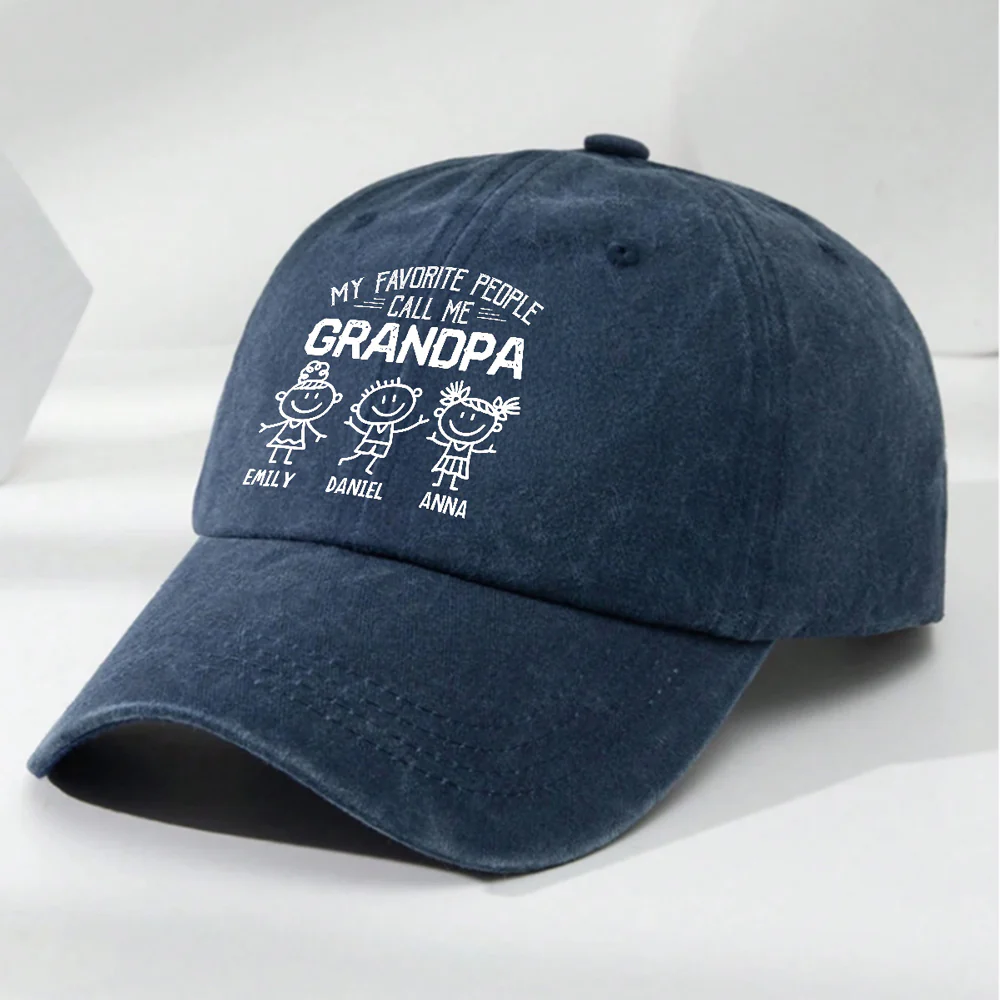My Favorite People Call Me Legend - Personalized Custom Vintage Washed Denim Cap - Image 4