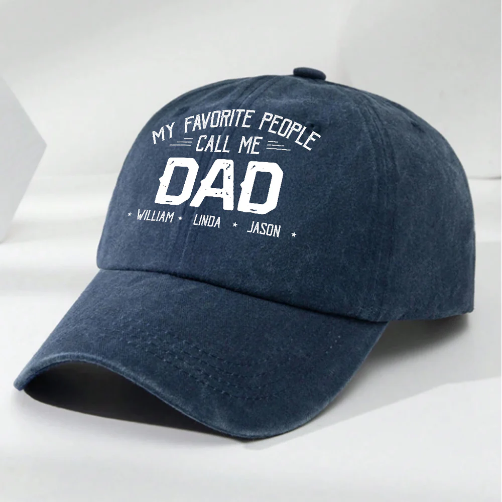 My Favorite People Call Me Love - Personalized Custom Vintage Washed Denim Cap - Image 3