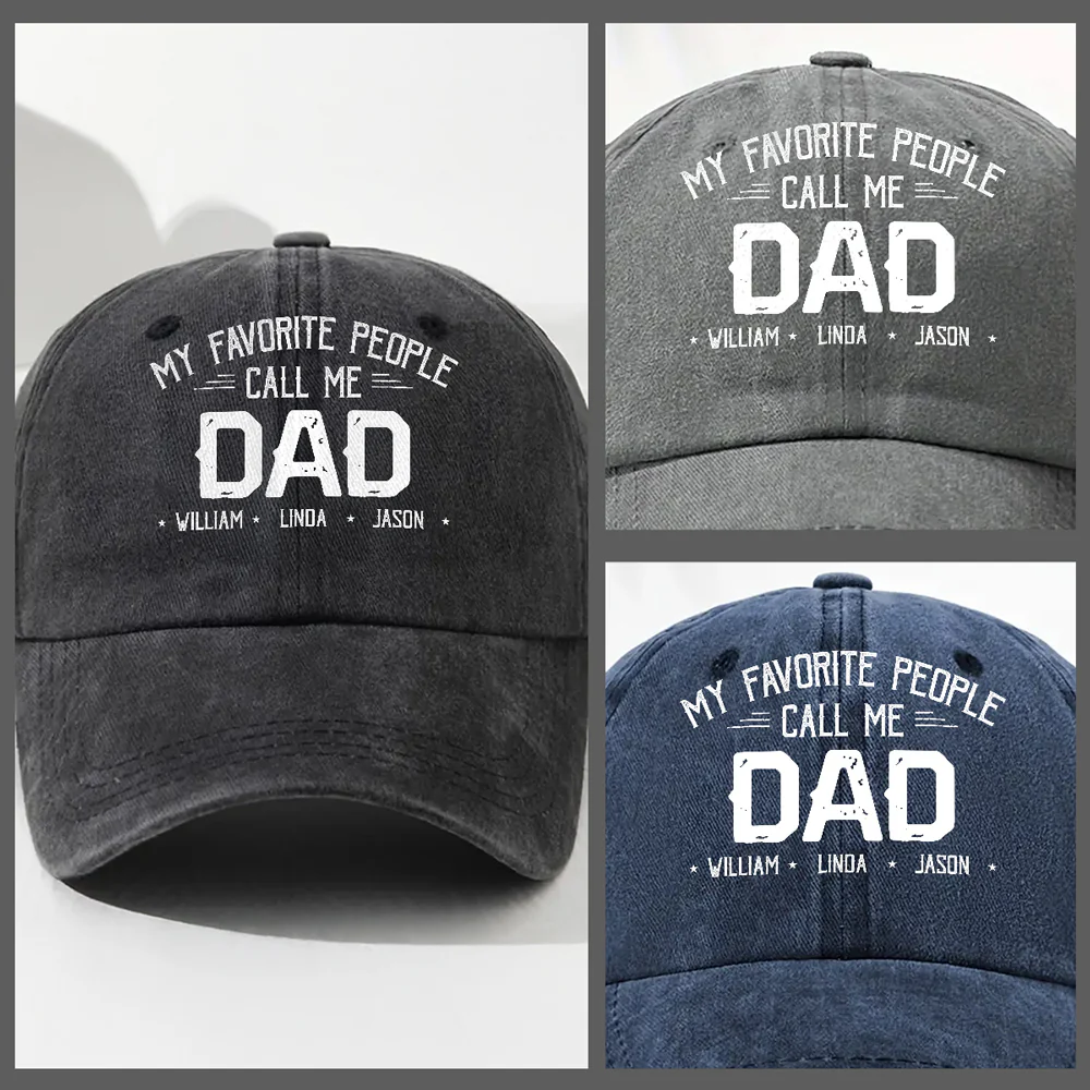 My Favorite People Call Me Love - Personalized Custom Vintage Washed Denim Cap - Image 4