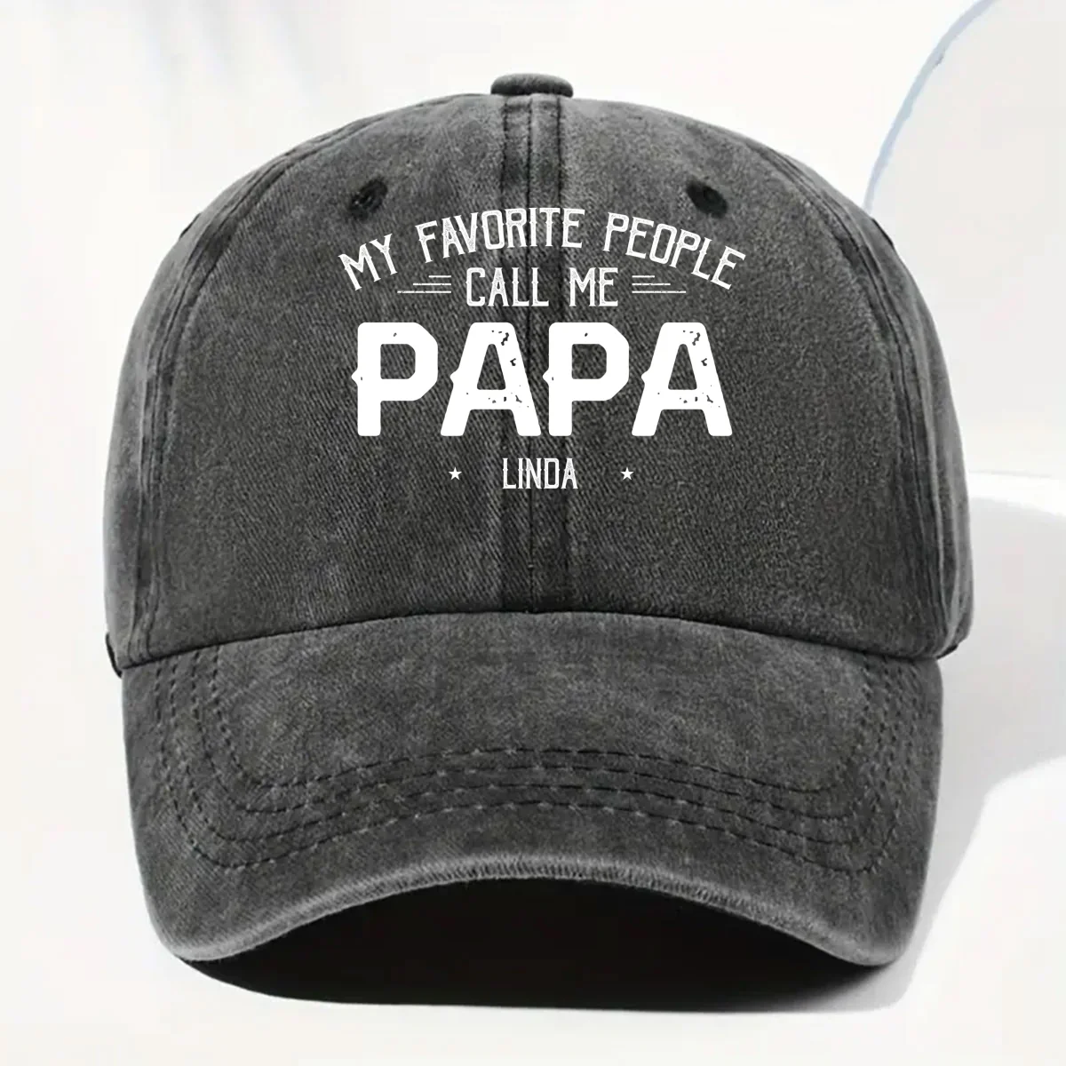 My Favorite People Call Me Love - Personalized Custom Vintage Washed Denim Cap - Image 9