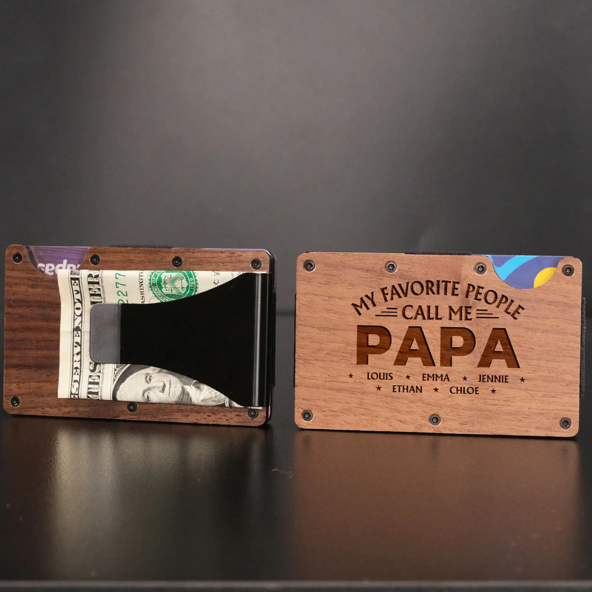 My Favorite People Call Me - Personalized Custom Engraved Wooden Card Holder - Image 2