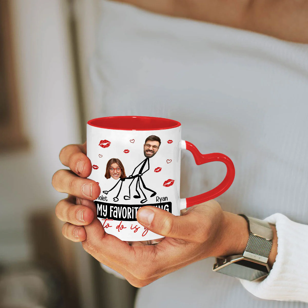 My Favorite - Personalized Custom Heart Handle Mug - Image 3