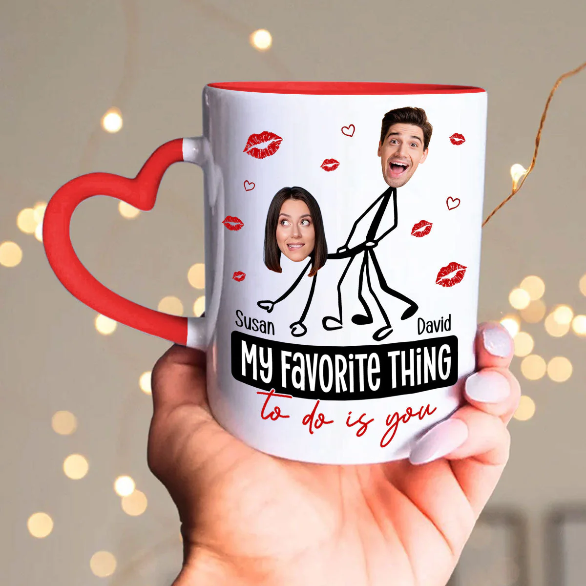 My Favorite - Personalized Custom Heart Handle Mug - Image 4