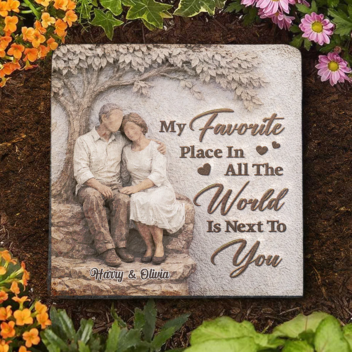 My Favorite Place Of All - Personalized Custom 3D Effect Square Shaped Stone - Image 2