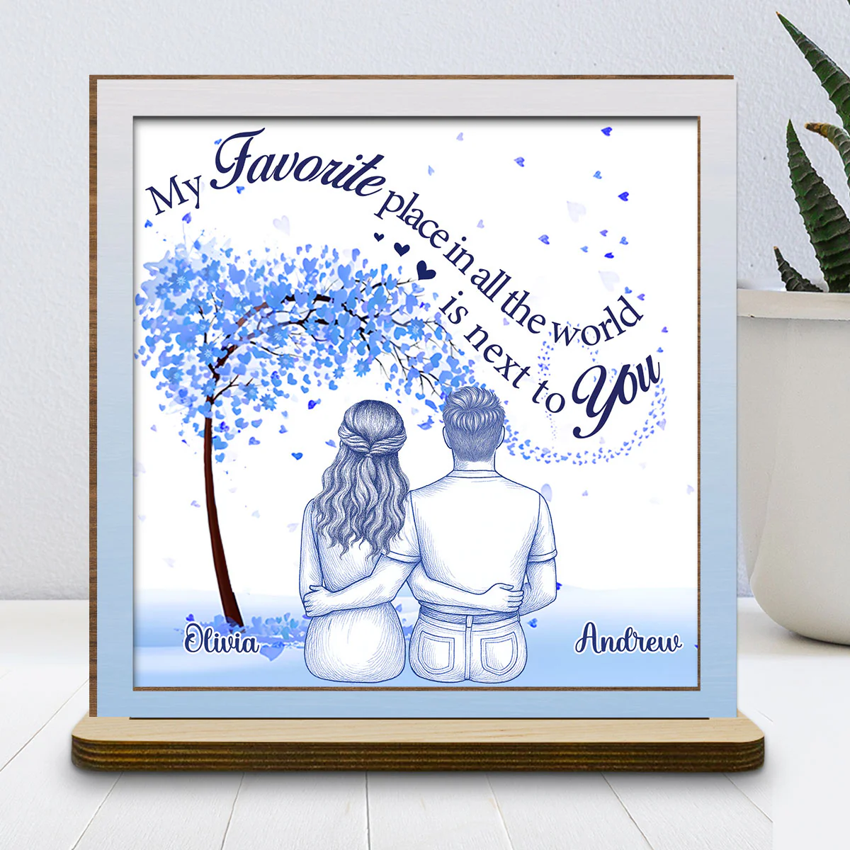 My Favorite Place - Personalized Custom 2-Layer Wood Plaque With Flat Base