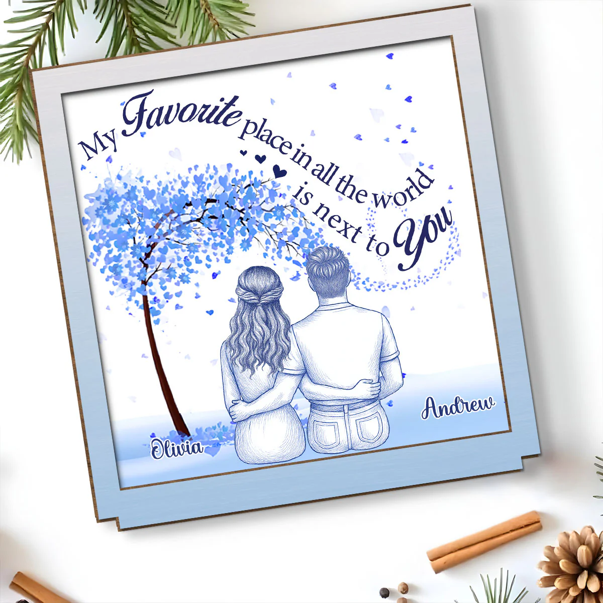 My Favorite Place - Personalized Custom 2-Layer Wood Plaque With Flat Base - Image 4
